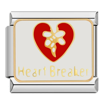 Greetings, Heart Breaker, Believe, No More Drama, Forever & Go Girl Italian Charms