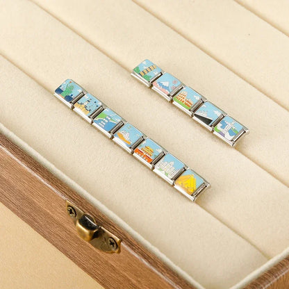 World Landmarks & Global Travel Italian Charms — Colosseum, Pyramids, Eiffel Tower & More