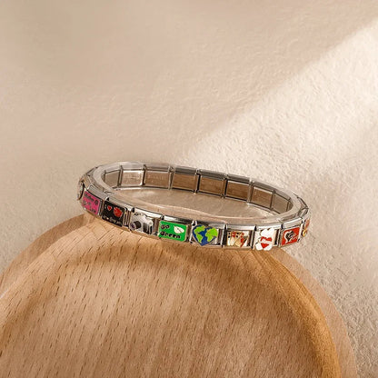 Colourful Glaze, Camera & Poker Italian Charms — Bold Enamel 9mm Bracelet Links