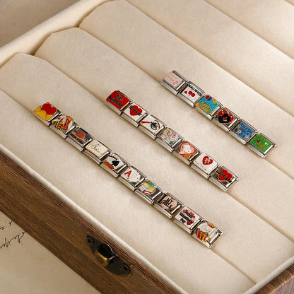 Colourful Glaze, Camera & Poker Italian Charms — Bold Enamel 9mm Bracelet Links