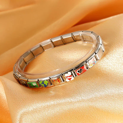 Colourful Glaze, Camera & Poker Italian Charms — Bold Enamel 9mm Bracelet Links