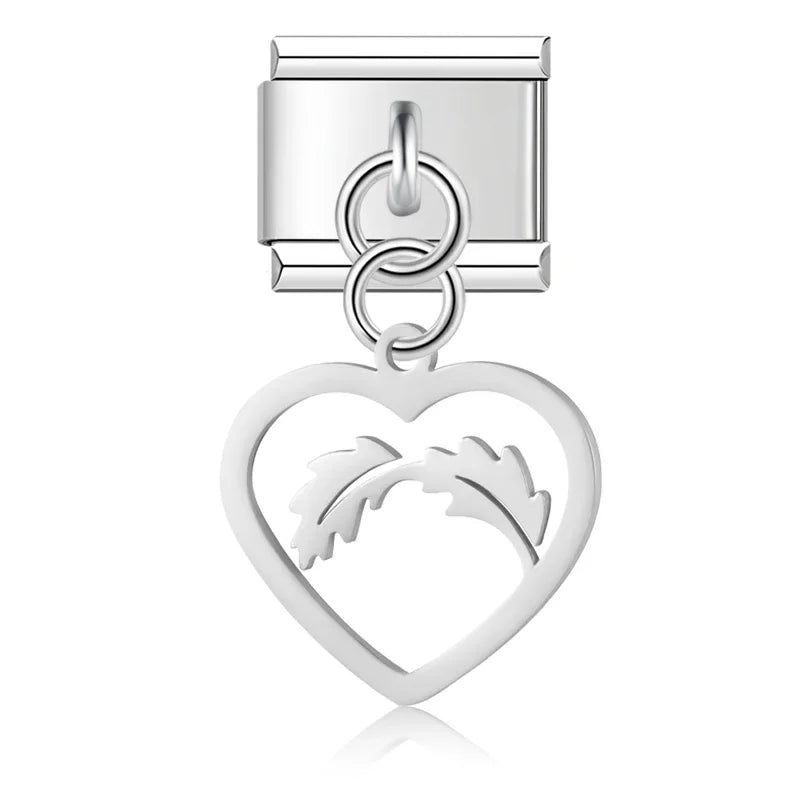 Heart-Framed Cutout Dangle Charm in Silver & Gold