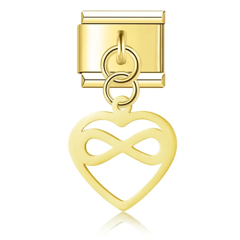 Heart-Framed Cutout Dangle Charm in Silver & Gold