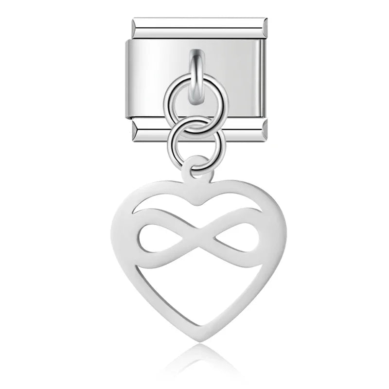 Heart-Framed Cutout Dangle Charm in Silver & Gold