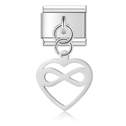 Heart-Framed Cutout Dangle Charm in Silver & Gold