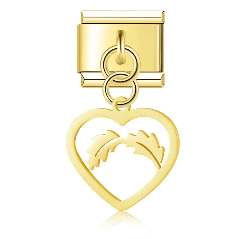 Heart-Framed Cutout Dangle Charm in Silver & Gold