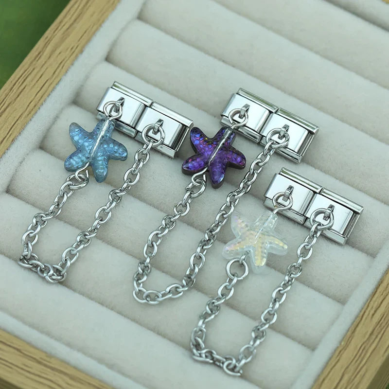 stars chain charms silver