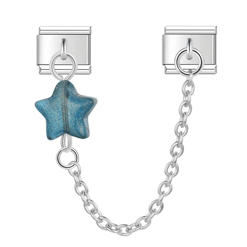 stars chain charms silver