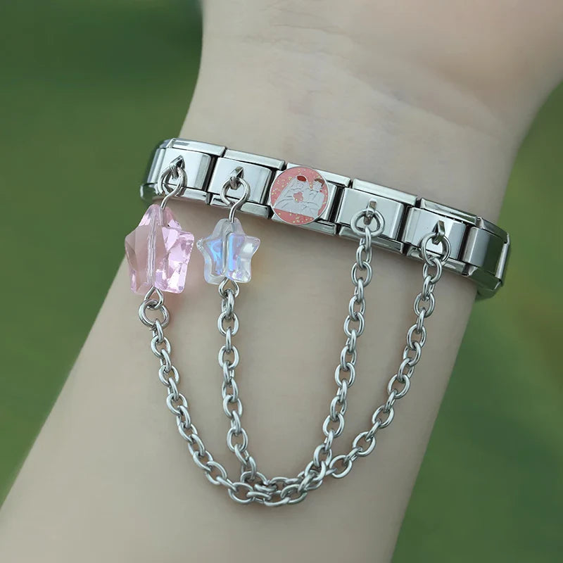 stars chain charms silver