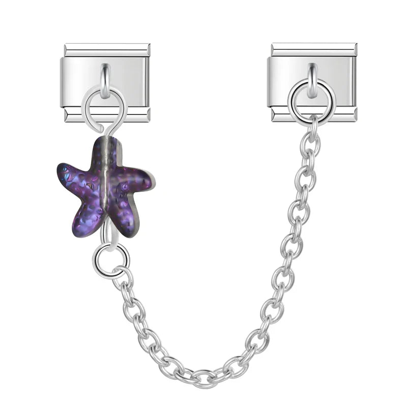 stars chain charms silver