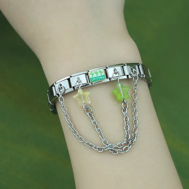 stars chain charms silver