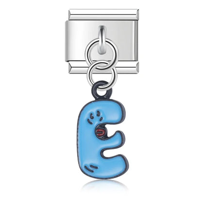 Playful Monster Alphabet Dangle Italian Charms A–Z — Colourful Kawaii Monster Letter Dangle Links