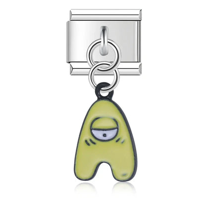 The Playful Monster Alphabet Dangle Charm in Silver