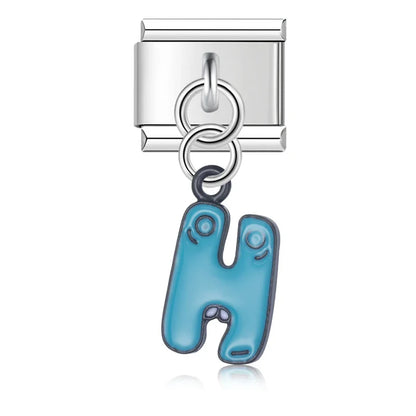 Playful Monster Alphabet Dangle Italian Charms A–Z — Colourful Kawaii Monster Letter Dangle Links