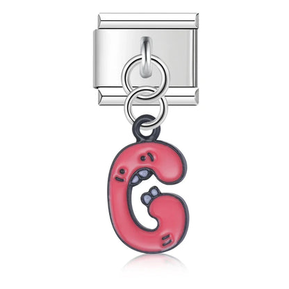 Playful Monster Alphabet Dangle Italian Charms A–Z — Colourful Kawaii Monster Letter Dangle Links