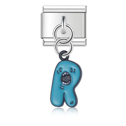 Playful Monster Alphabet Dangle Italian Charms A–Z — Colourful Kawaii Monster Letter Dangle Links
