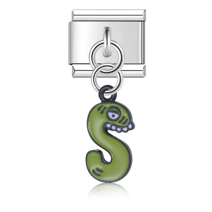 The Playful Monster Alphabet Dangle Charm in Silver