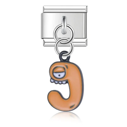 The Playful Monster Alphabet Dangle Charm in Silver