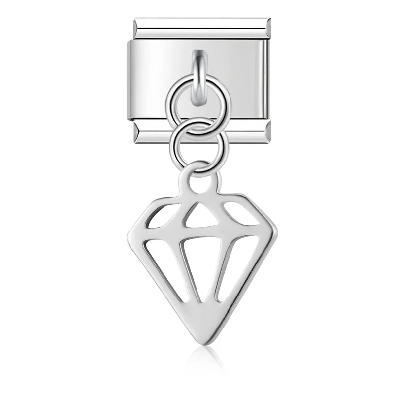 Classic Silver Silhouette & Symbol Dangle Charm