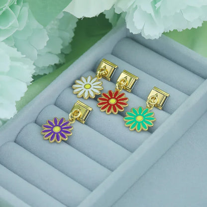 Enamel Daisy Chain Flower Dangle Charm