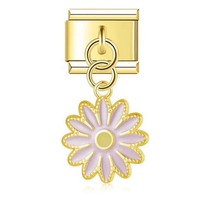 Enamel Daisy Chain Flower Dangle Charm