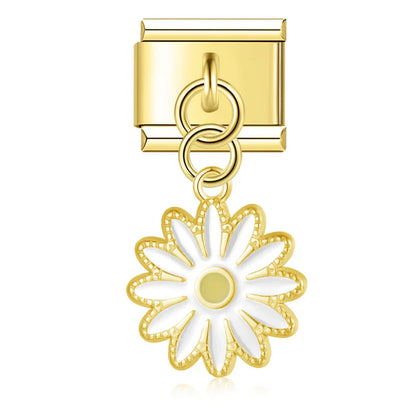 Enamel Daisy Chain Flower Dangle Charm