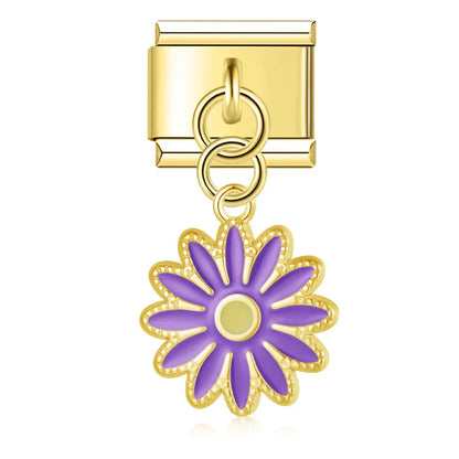 Enamel Daisy Chain Flower Dangle Charm