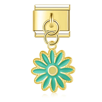 Enamel Daisy Chain Flower Dangle Charm