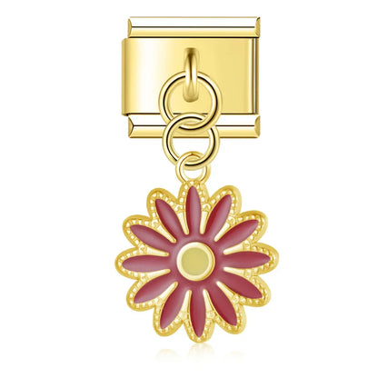 Enamel Daisy Chain Flower Dangle Charm