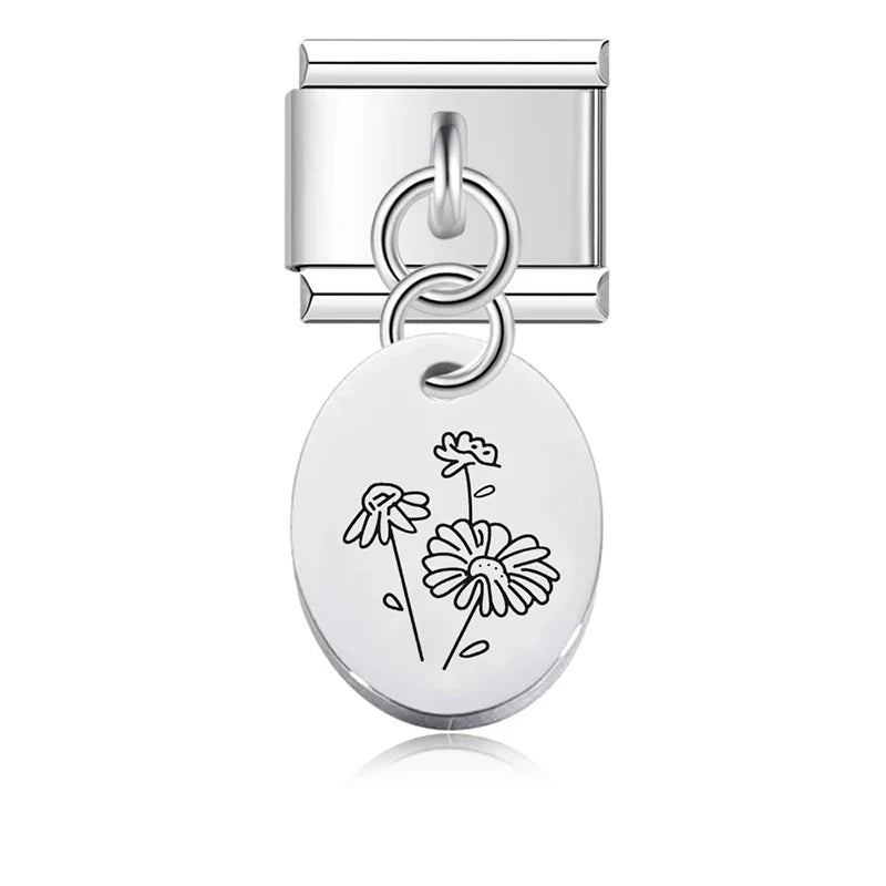 Ellipse Flower Italian Charms Links DJ008