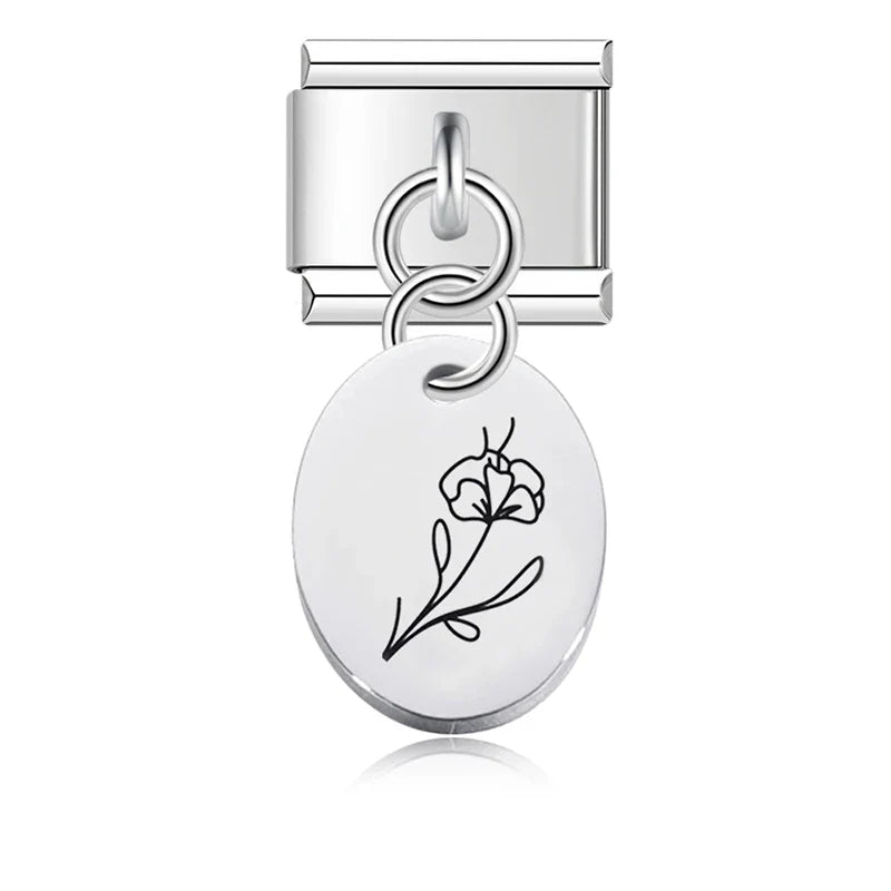 Ellipse Flower Italian Charms Links DJ008