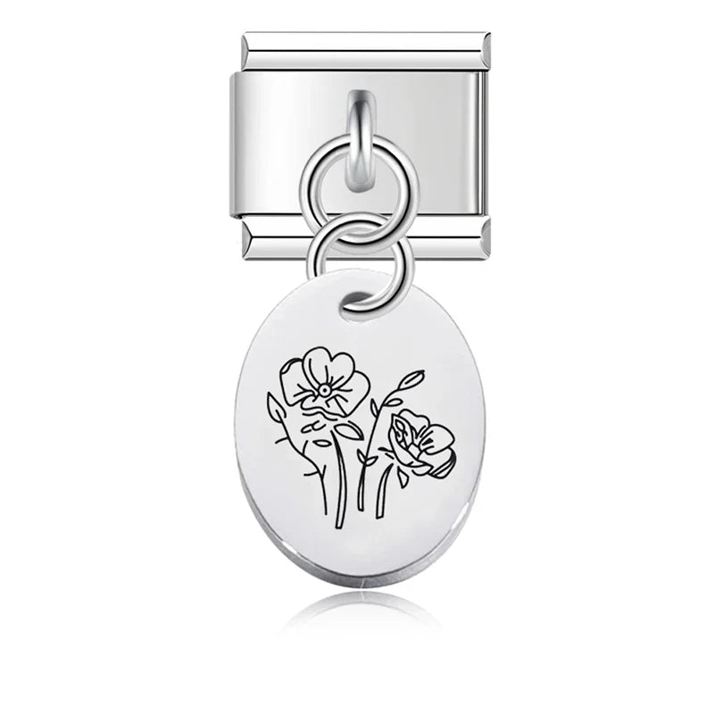 Ellipse Flower Italian Charms Links DJ008