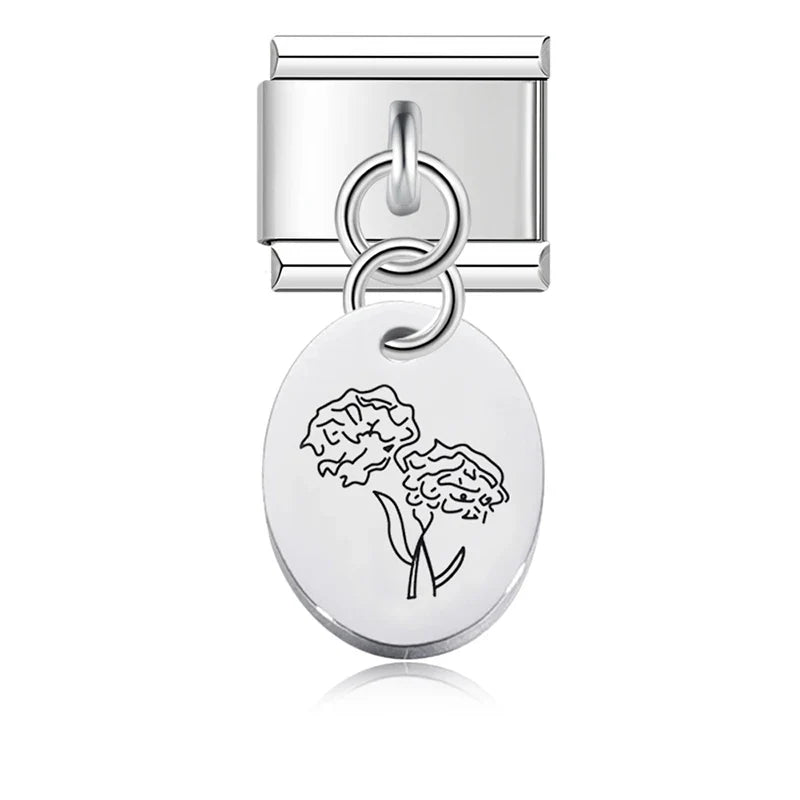 Ellipse Flower Italian Charms Links DJ008