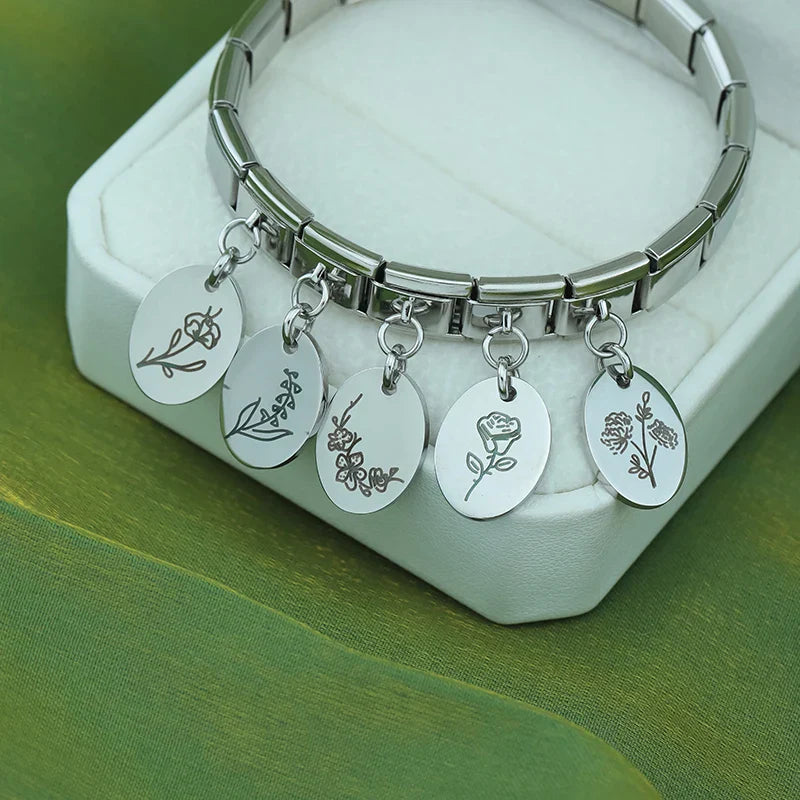 Ellipse Flower Italian Charms Links DJ008