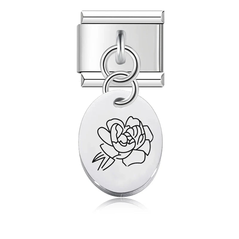Ellipse Flower Italian Charms Links DJ008
