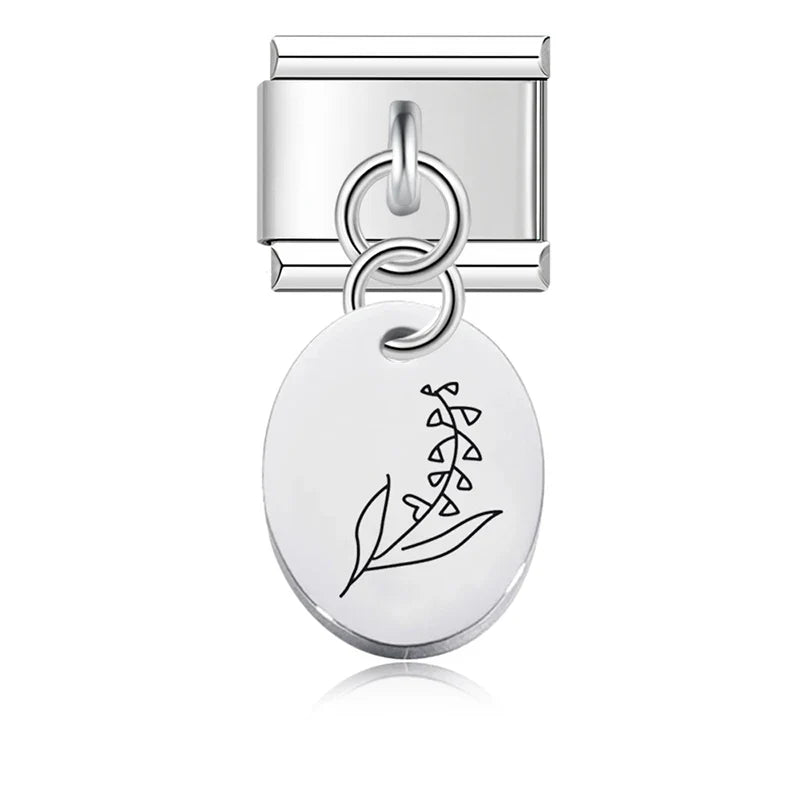 Ellipse Flower Italian Charms Links DJ008