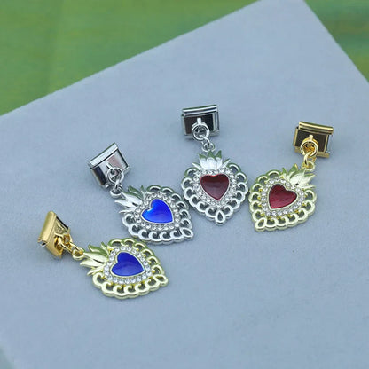 Elegant Sacred Heart Dangle Italian Charms (Silver & Gold)