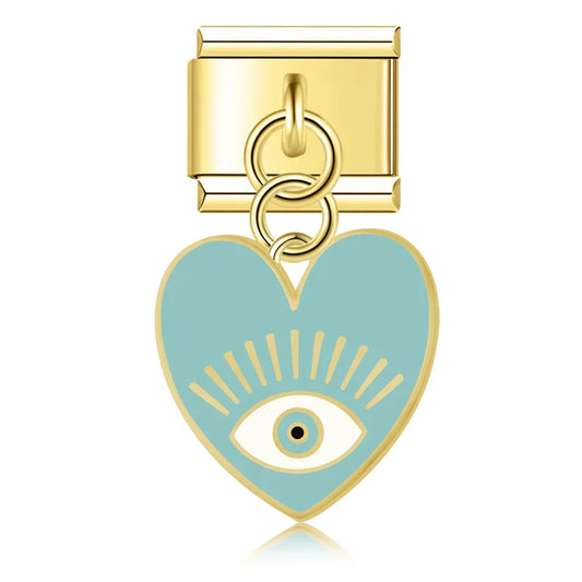 golden colorful heart eye charms
