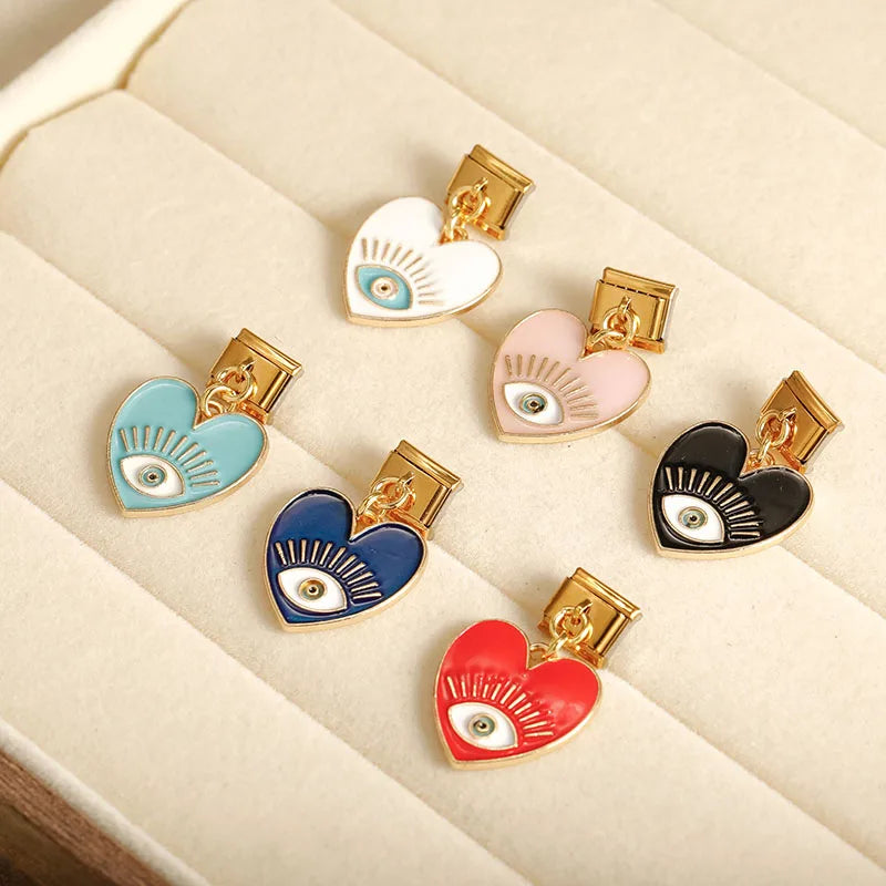 golden colorful heart eye charms