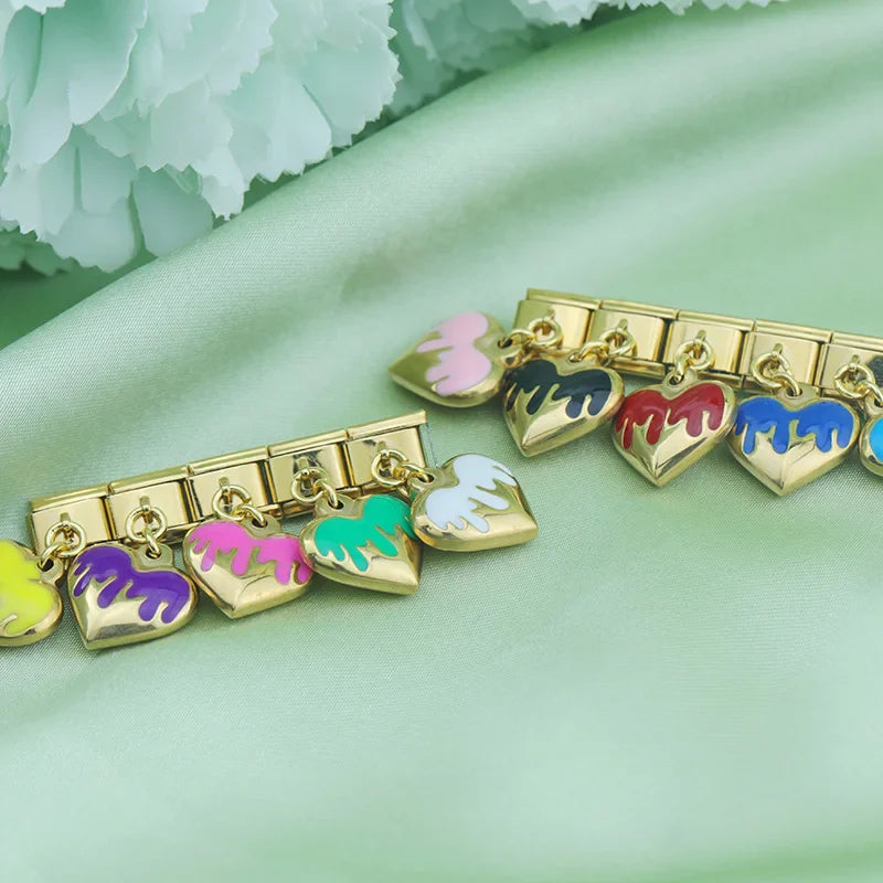 Romantic Heart dangle charms gold