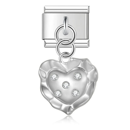 The Molten Heart Crystal Dangle Charm in Silver & Gold