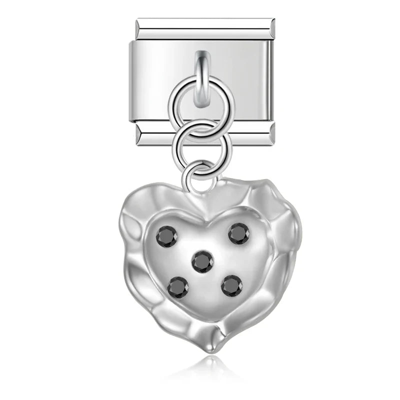 The Molten Heart Crystal Dangle Charm in Silver & Gold