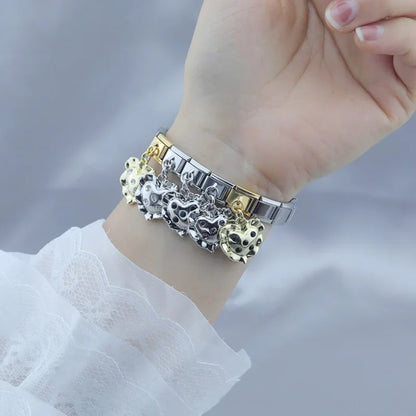 The Molten Heart Crystal Dangle Charm in Silver & Gold