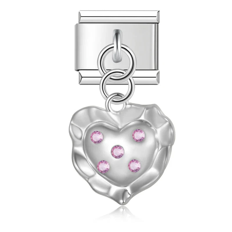 The Molten Heart Crystal Dangle Charm in Silver & Gold