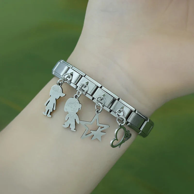 Heart Girls Boy Cat Star Charms Italian Links DJ1231