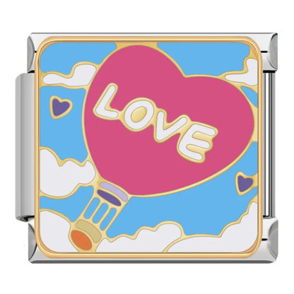 Romantic Love Scene Italian Charms — Couples, Doves, Cupid, Sunset & Angel Heart