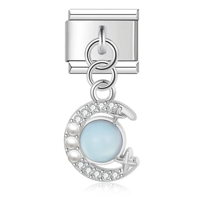 Moon Heart Monsters Shiny Silver Italian Charm