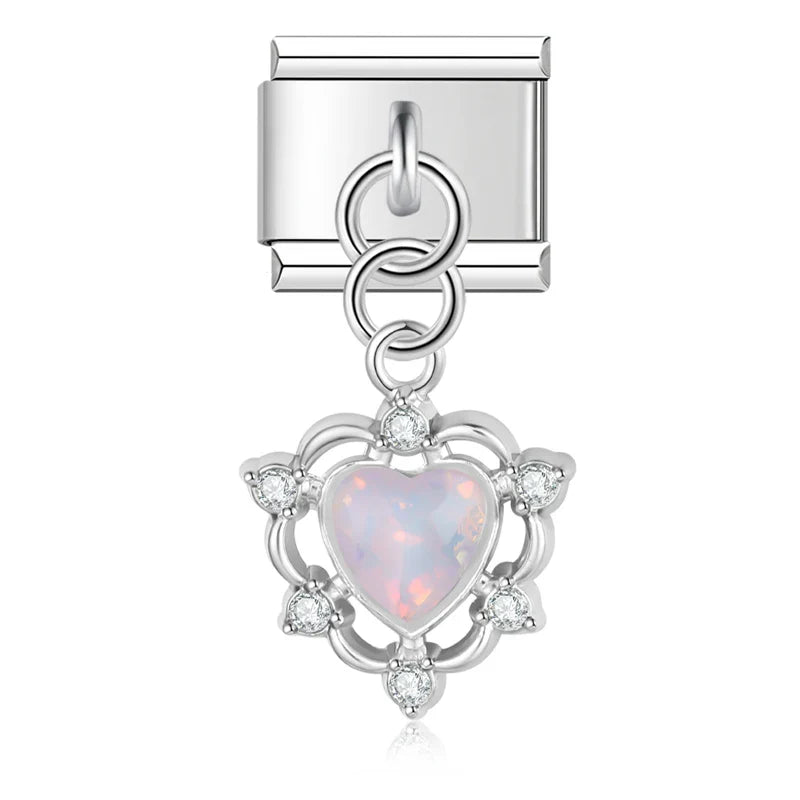 Moon Heart Monsters Shiny Silver Italian Charm