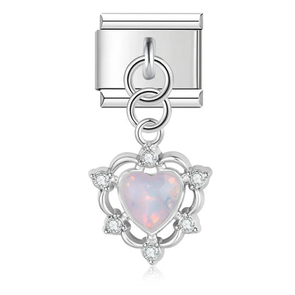 Moon Heart Monsters Shiny Silver Italian Charm