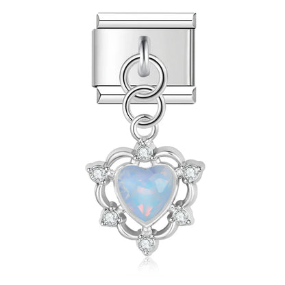 Moon Heart Monsters Shiny Silver Italian Charm